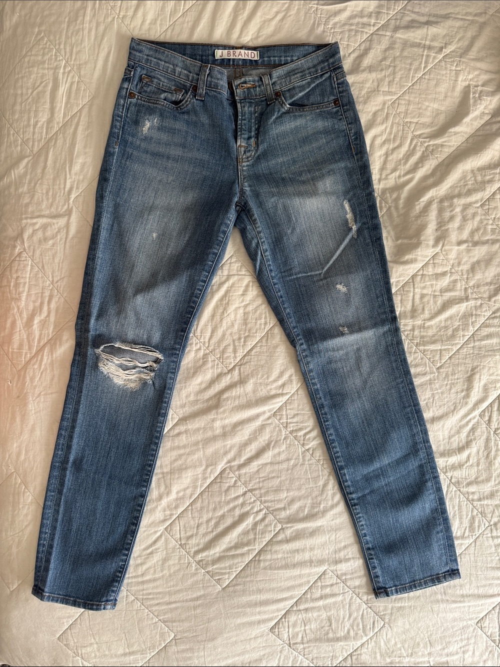 J Brand Distressed Indigo Skinny Jeans